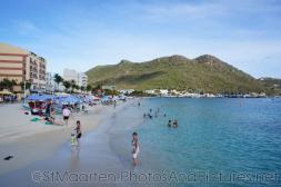 Hills and beach and ocean in Captain Hodge Wharf in Philipsburg St Maarten.jpg