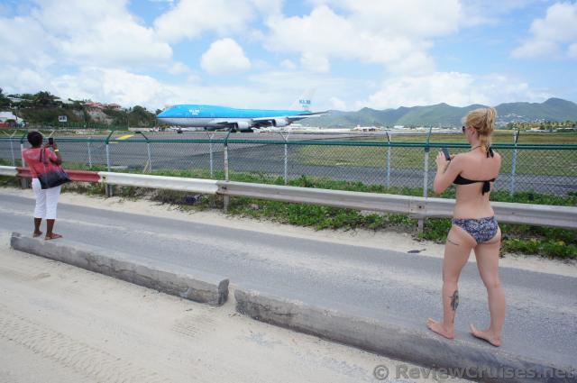 KLM Asia Boeing 747 About to Take Off at Princess Juliana International Airport viewed from Maho Beach.jpg
