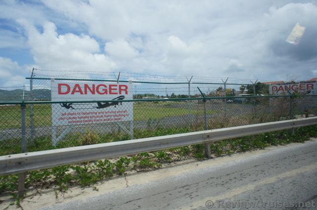 Danger Sign at Princess Juliana International Airport next to Maho Beach.jpg
