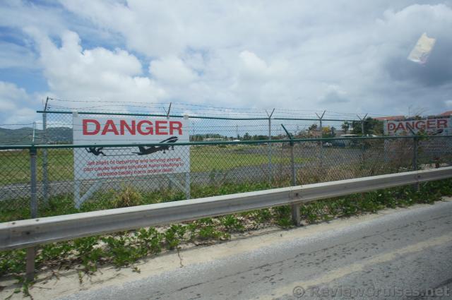 Danger Sign at Princess Juliana International Airport next to Maho Beach.jpg