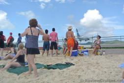 Westjet Airplane about to land at Princess Juliana International Airport.jpg