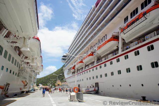 Carnival Freedom & Norwegian Getaway docked side by side in St Martin.jpg
