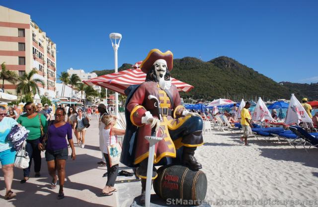 Captain Morgan statue Philipsburg beach St Maarten.jpg
