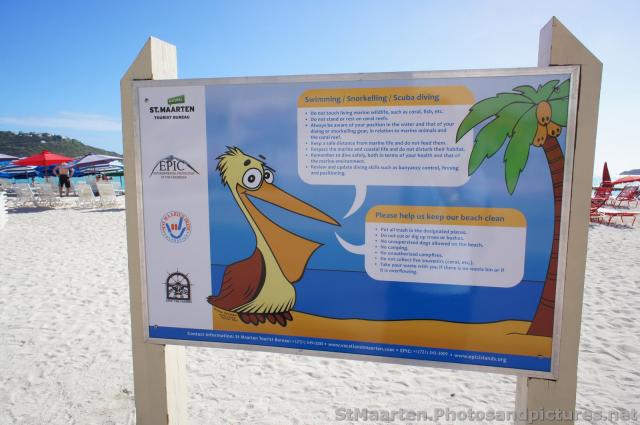 St Maarten Tourist Bureau information board on beach of Philipsburg St Maarten.jpg
