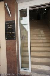 Entrance to the St Maarten Parliament Building and plaque that says it was inaugurated apr 28 2011 by Honourable President of Pa